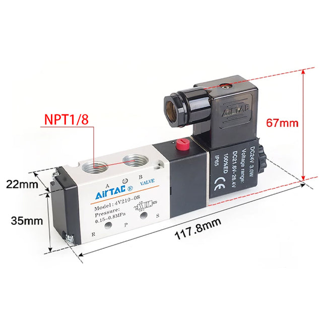 Airtac 4V210-06: Solenoid Air Valve - 4V21006CT