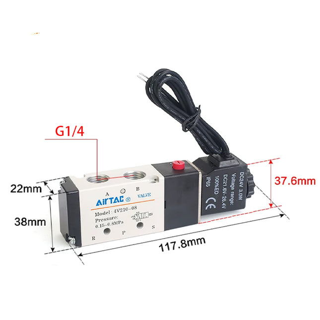 Airtac 4V210-08: Solenoid Air Valve - 4V21008FIG