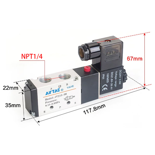 Airtac 4V210-08: Solenoid Air Valve - 4V21008AT