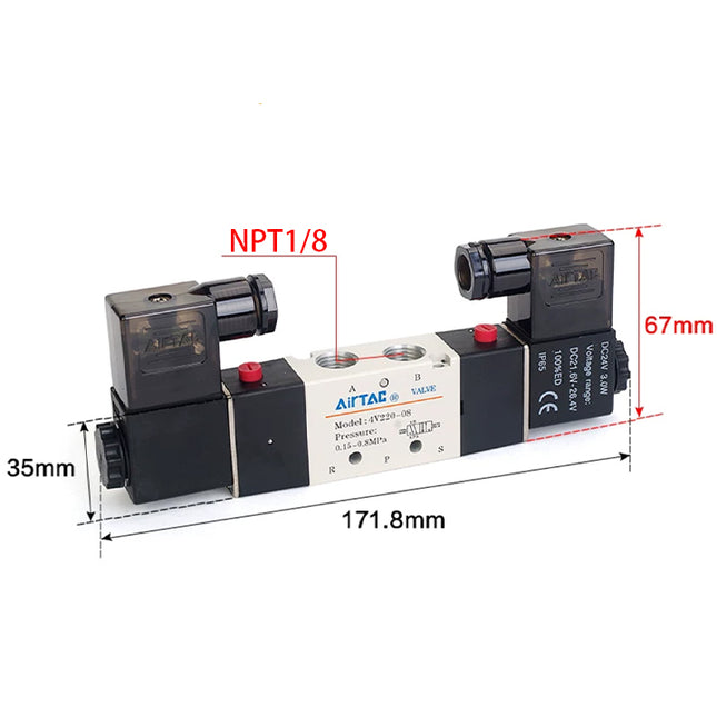 Airtac 4V220-06: Solenoid Air Valve - 4V22006AT