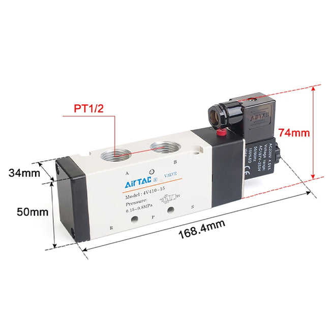 Airtac 4V410-15: Solenoid Air Valve - 4V41015B