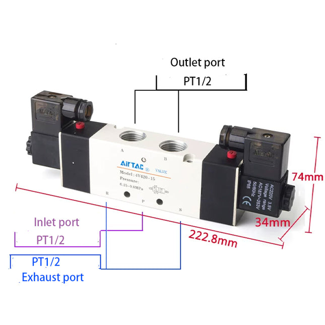 Airtac 4V420-15: Solenoid Air Valve - 4V42015B