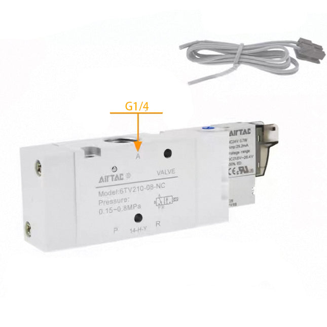 Airtac 6TV210-08-NO: Solenoid valve(3/2 way) - 6TV21008NOF200G