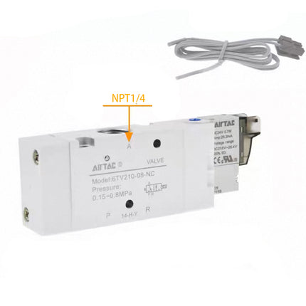 Airtac 6TV210-08-NO: Solenoid valve(3/2 way) - 6TV21008NOB050T