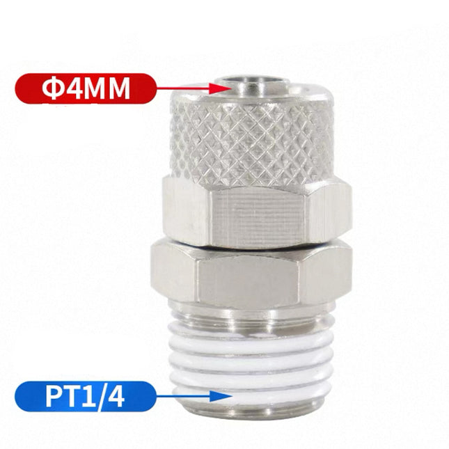 Airtac  All copper quick plug-in, lock nut series: ABC lock nut through terminal  - ABC4-02