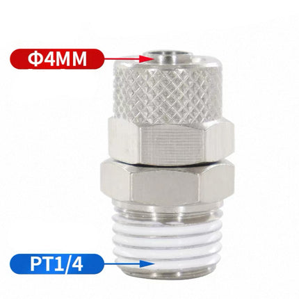 Airtac  All copper quick plug-in, lock nut series: ABC lock nut through terminal  - ABC4-02-A