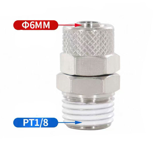 Airtac  All copper quick plug-in, lock nut series: ABC lock nut through terminal  - ABC6-01-A