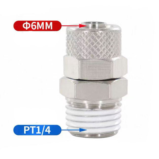 Airtac  All copper quick plug-in, lock nut series: ABC lock nut through terminal  - ABC6-02