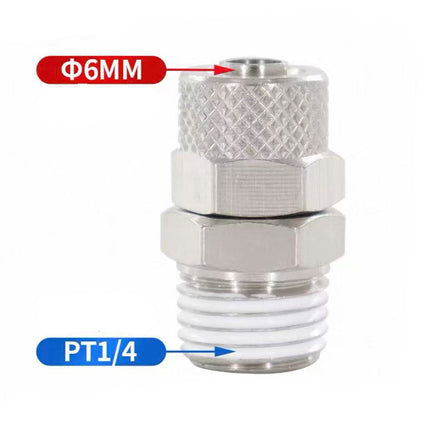 Airtac  All copper quick plug-in, lock nut series: ABC lock nut through terminal  - ABC6-02-A