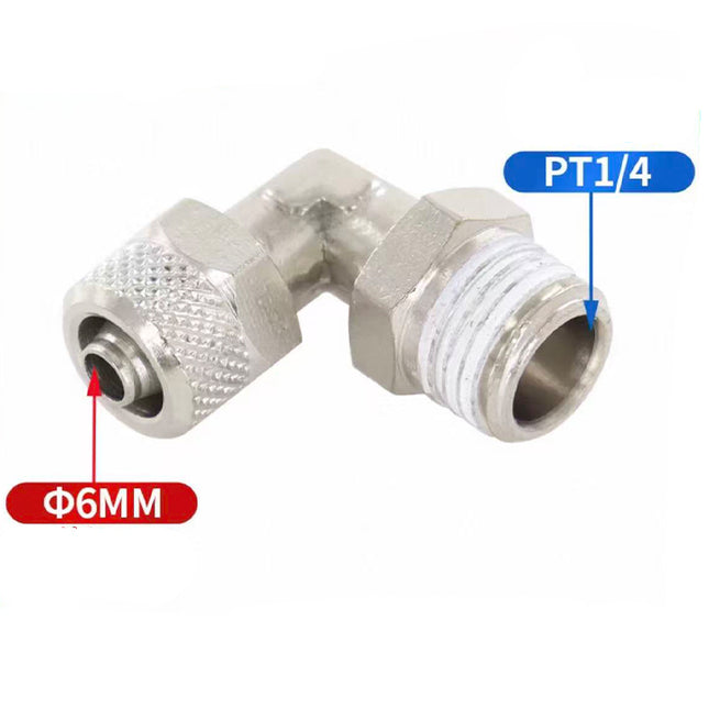 Airtac  All copper quick plug-in type, lock nut type series: ABL lock nut right angle terminal  - ABL6-02