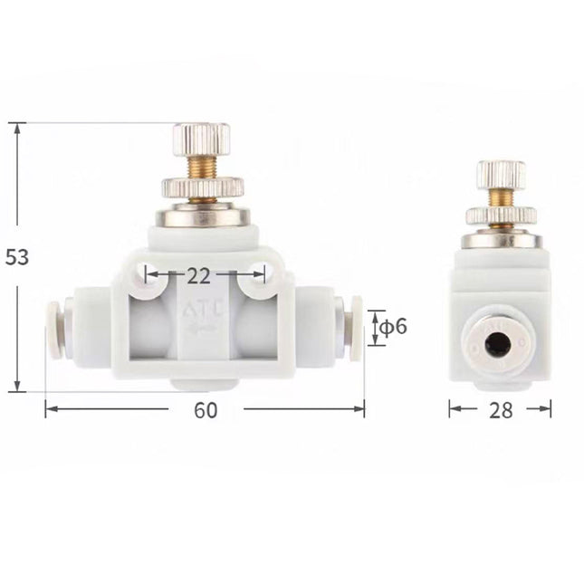 Airtac  Pipe-connected one-way throttle valve  - ASA6