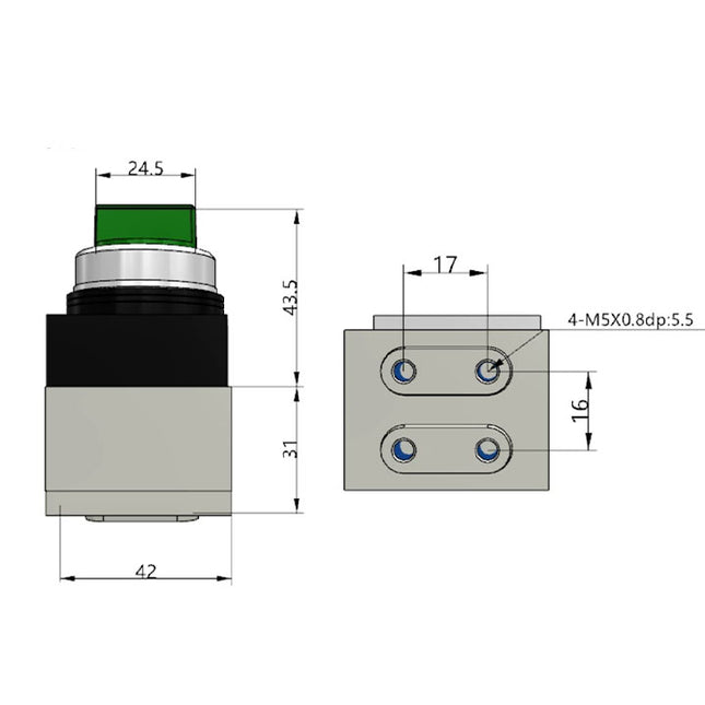 Airtac CM3HD-05: Manual Valve. 5 Way - CM3HD05G