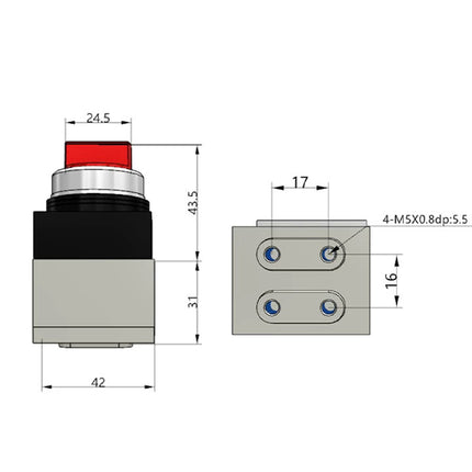 Airtac CM3HD-05: Manual Valve. 5 Way - CM3HD05R