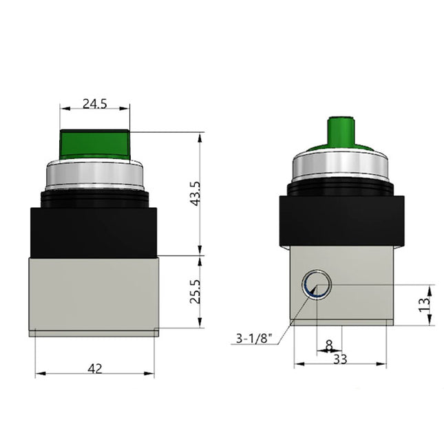 Airtac CM3HD-06: Manual Valve. 5 Way - CM3HD06G