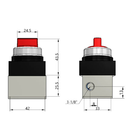 Airtac CM3HD-06: Manual Valve. 3 Way - CM3HD06R