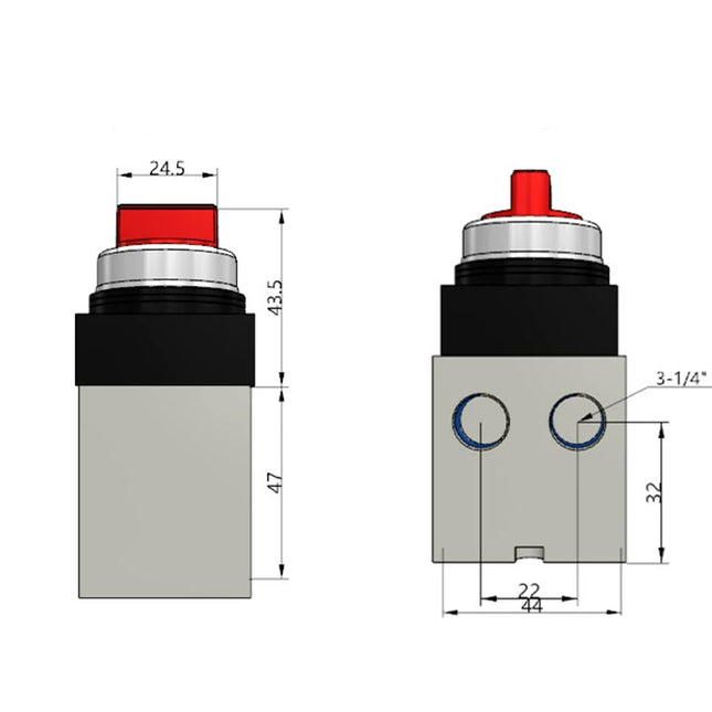 Airtac CM3HD-08: Manual Valve. 5 Way - CM3HD08RG