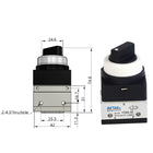 Airtac CM3HS-05: Manual Valve. 3 Way - CM3HS05B