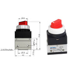 Airtac CM3HS-05: Manual Valve. 3 Way - CM3HS05R