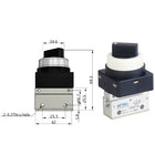 Airtac CM3HS-06: Manual Valve. 3 Way - CM3HS06B