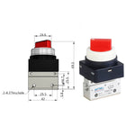 Airtac CM3HS-06: Manual Valve. 3 Way - CM3HS06R