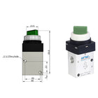 Airtac CM3HS-08: Manual Valve. 3 Way - CM3HS08GG