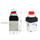 Airtac CM3HS-08: Manual Valve. 3 Way - CM3HS08R