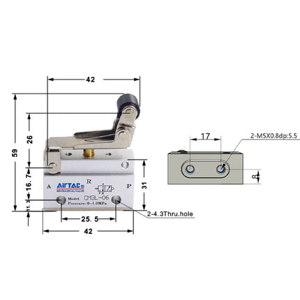 Airtac CM3L-05: Manual Valve. 3 Way - CM3L05