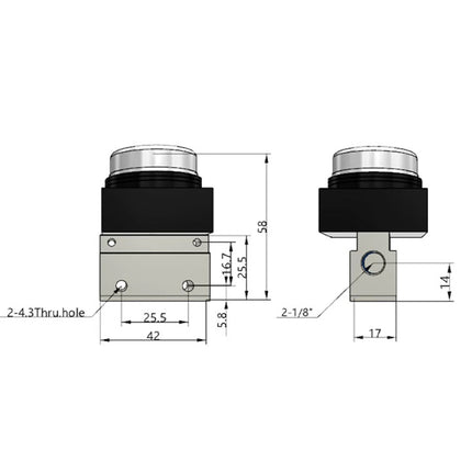 Airtac CM3PF-06: Manual Valve. 3 Way - CM3PF06B