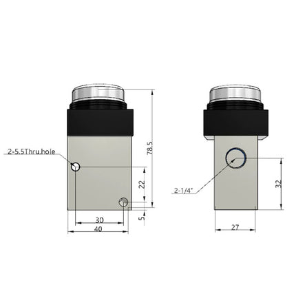 Airtac CM3PF-08: Manual Valve. 3 Way - CM3PF08YT