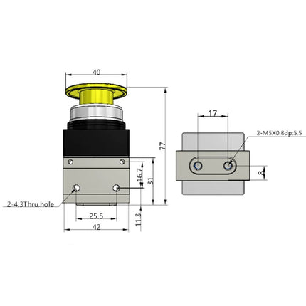 Airtac CM3PM-05: Manual Valve. 3 Way - CM3PM05Y