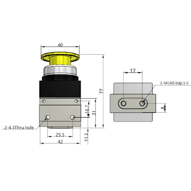 Airtac CM3PM-05: Manual Valve. 3 Way - CM3PM05Y