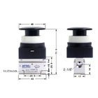 Airtac CM3PM-06: Manual Valve. 3 Way - CM3PM06BT