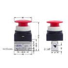 Airtac CM3PM-06: Manual Valve. 3 Way - CM3PM06R