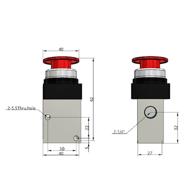 Airtac CM3PM-08: Manual Valve. 3 Way - CM3PM08RT