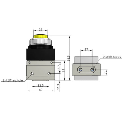 Airtac CM3PP-05: Manual Valve. 3 Way - CM3PP05Y