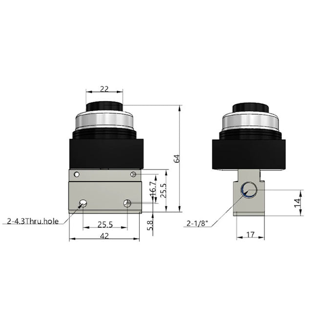 Airtac CM3PP-06: Manual Valve. 3 Way - CM3PP06B