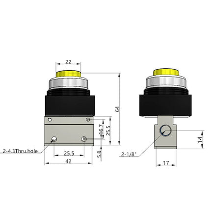 Airtac CM3PP-06: Manual Valve. 3 Way - CM3PP06YG