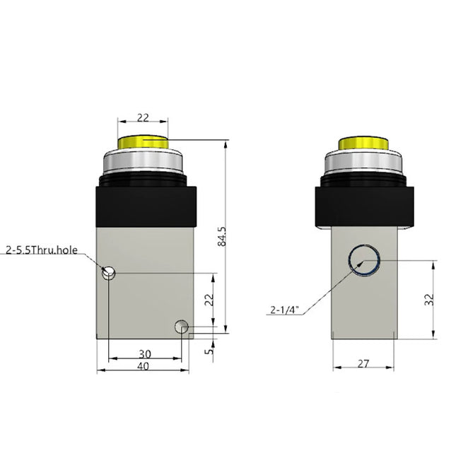 Airtac CM3PP-08: Manual Valve. 3 Way - CM3PP08YT