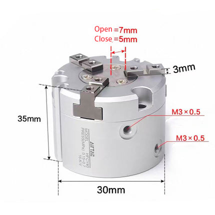 Airtac HFC: Air Gripper(paralle open/close style),Double Acting three grippers- HFCY16