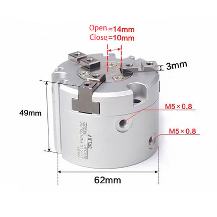 Airtac HFC: Air Gripper(paralle open/close style),Double Acting three grippers- HFCY40