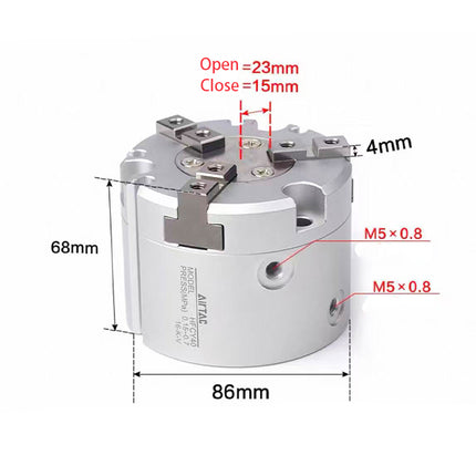 Airtac HFC: Air Gripper(paralle open/close style),Double Acting three grippers- HFCY63
