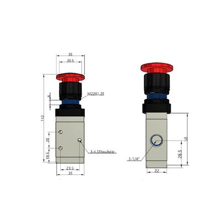 Airtac M3PM210-08: Manual Valve. 3 Way - M3PM21008R