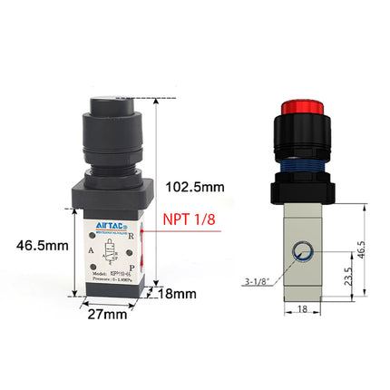 Airtac M3PP110-06: Manual Valve. 3 Way - M3PP11006RT