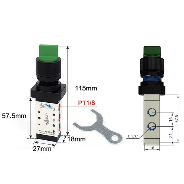 Airtac M5HS110-06: Manual Valve. 5 Way - M5HS11006G