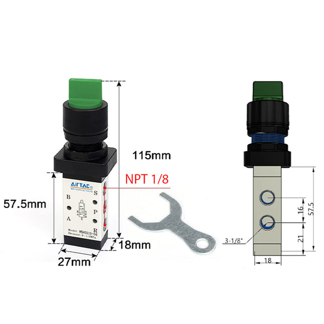 Airtac M5HS110-06: Manual Valve. 5 Way - M5HS11006GT