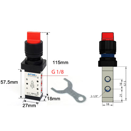 Airtac M5HS110-06: Manual Valve. 5 Way - M5HS11006RG