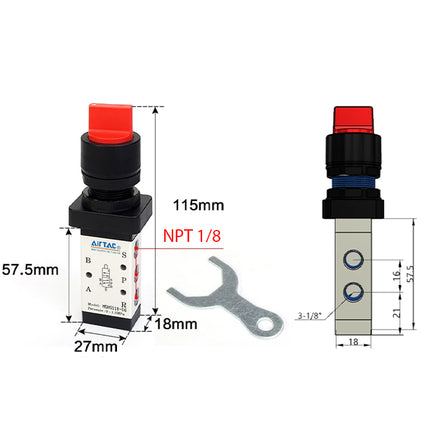 Airtac M5HS110-06: Manual Valve. 5 Way - M5HS11006RT