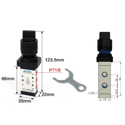 Airtac M5HS210-06: Manual Valve. 5 Way - M5HS21006B
