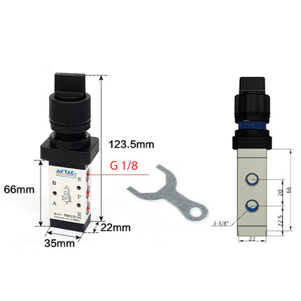 Airtac M5HS210-06: Manual Valve. 5 Way - M5HS21006BG