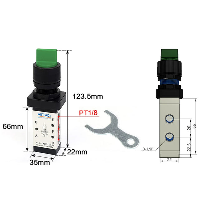 Airtac M5HS210-06: Manual Valve. 5 Way - M5HS21006G